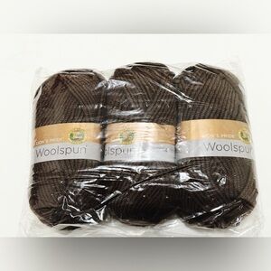 NEW Woolspun Lion Brand Yarn 3 skeins Coffee brand New with tag